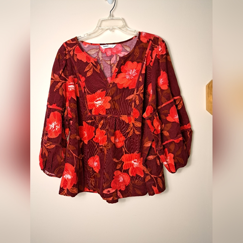 SONOMA Corduroy Balloon Sleeve Tunic Top Size 2X GUC